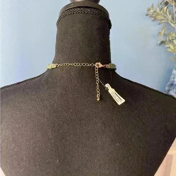 NWT Free People Sweet Caroline Choker ~ Green Cord and Natural Stone - Picture 4 of 5